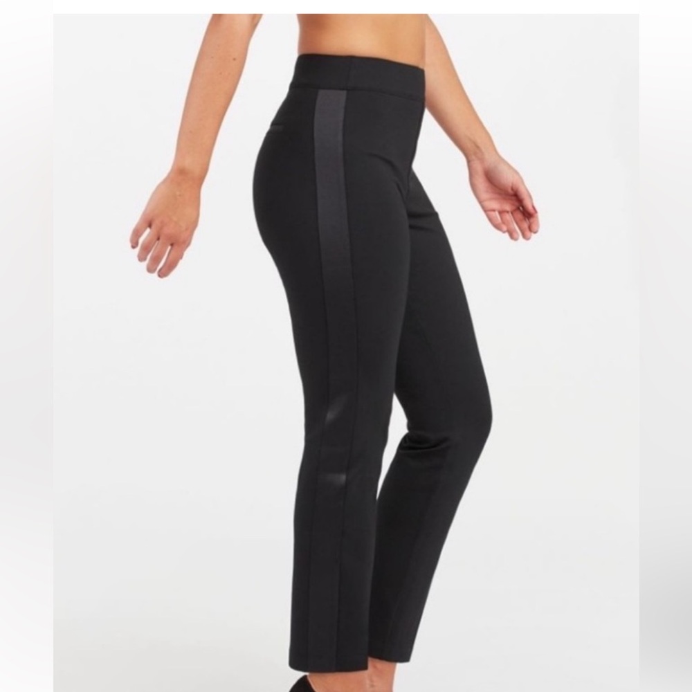Spanx black tuxedo stripe ponte pant